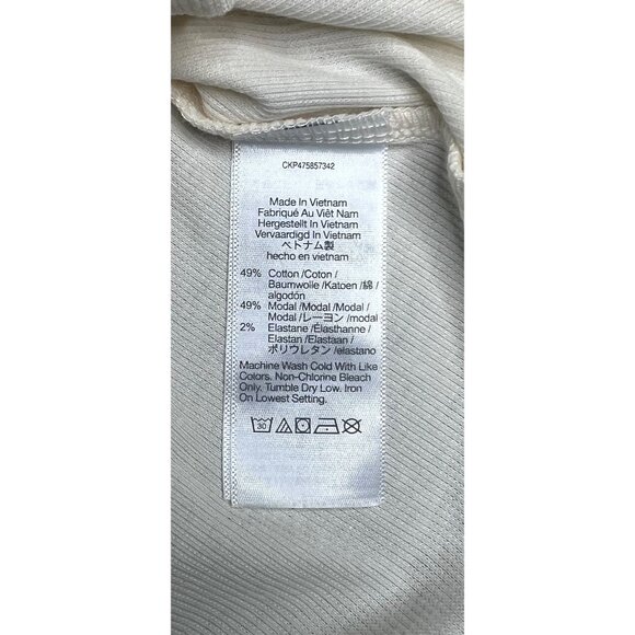 Madewell Fine Ribbed Supercrop Crewneck Ivory Long-Sleeve Tee Size Medium - Picture 5 of 10